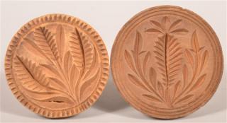 Appraisal: Two Pennsylvania th Century Carved Wood Butter Prints Floral and