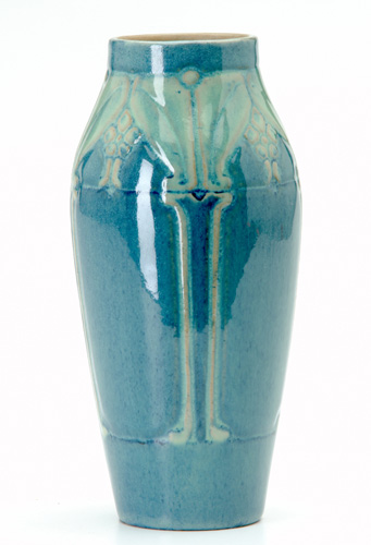 Appraisal: PAUL COX Rare vase carved with stylized cinquefoils in celadon