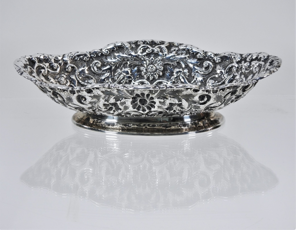 Appraisal: EDGAR FINLEY HUGH TAYLOR STERLING SILVER BOWL England Repousse flower