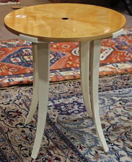 Appraisal: Italian Moderne style tiger maple occasional table Italian Moderne style