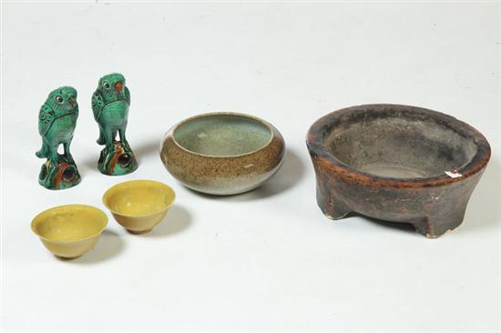 Appraisal: SIX ASIAN POTTERY PIECES China th century Footed bowl from