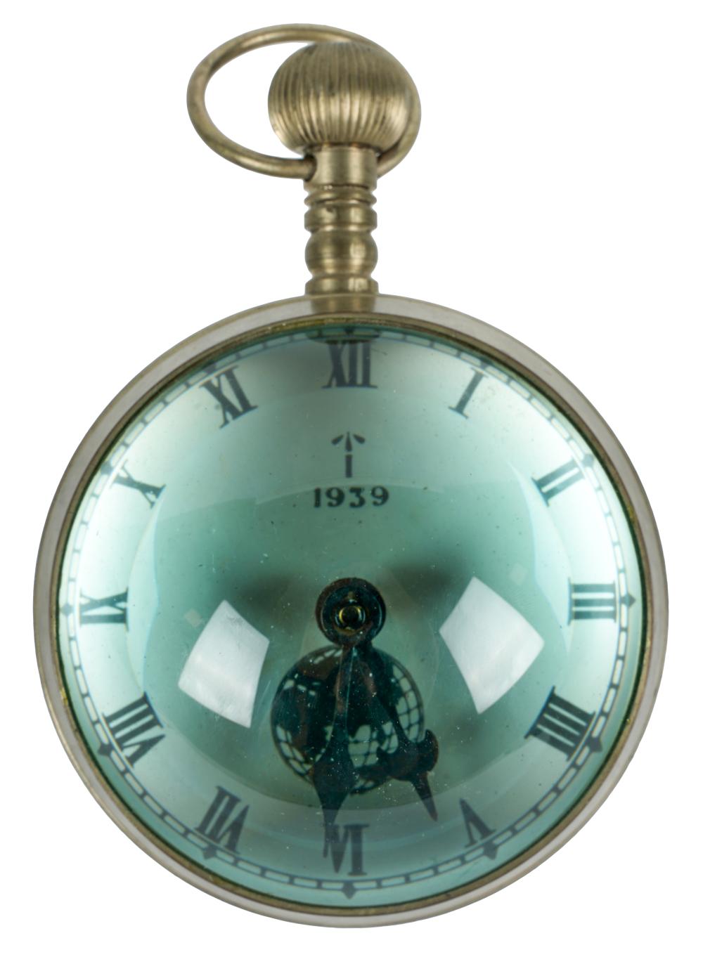 Appraisal: SPHERICAL DESK CLOCKthe dial inscribed metal and blue glass inches