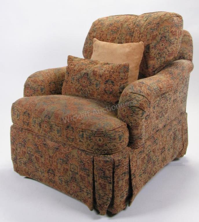 Appraisal: A club chair by Pearson tapestry-type upholstery with kidney and