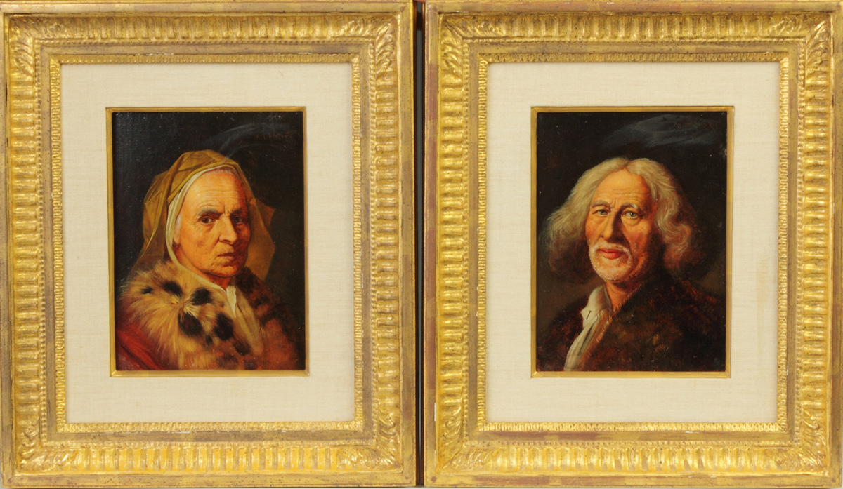 Appraisal: Two th cent Portraits Sgn Upper right Denner Oil wood