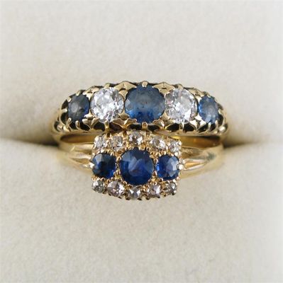 Appraisal: A sapphire and diamond five stone ring Set in gold