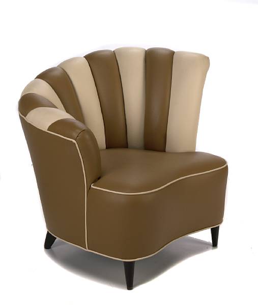 Appraisal: An Art Deco leather upholstered armchair height in width in