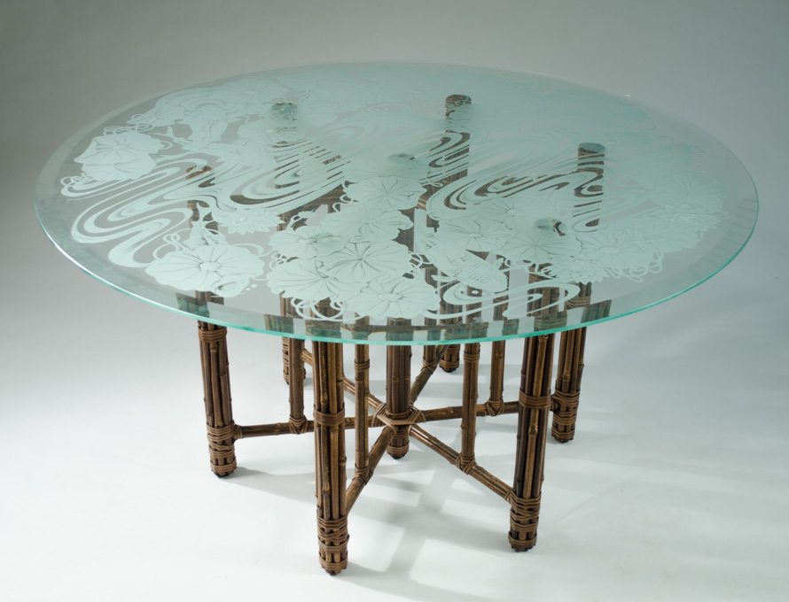 Appraisal: A ROUND McGUIRE DINING TABLE McGuire Furniture Co San Francisco