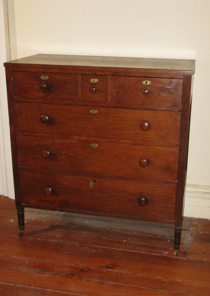 Appraisal: NC Sheraton Chest of Drawers early th c walnut southern