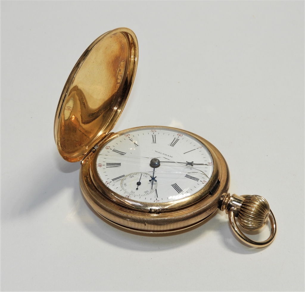 Appraisal: WALTHAM BARTLETT KT GOLD HUNTERS POCKET WATCH - th Century