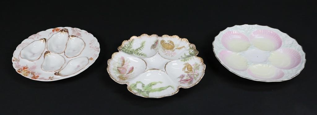 Appraisal: Continental porcelain oyster plates Hand painted Haviland Limoges plate T