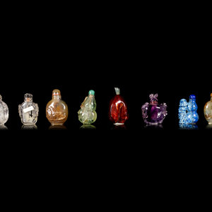 Appraisal: Eight Chinese Snuff Bottles TH- TH CENTURY comprising one amber