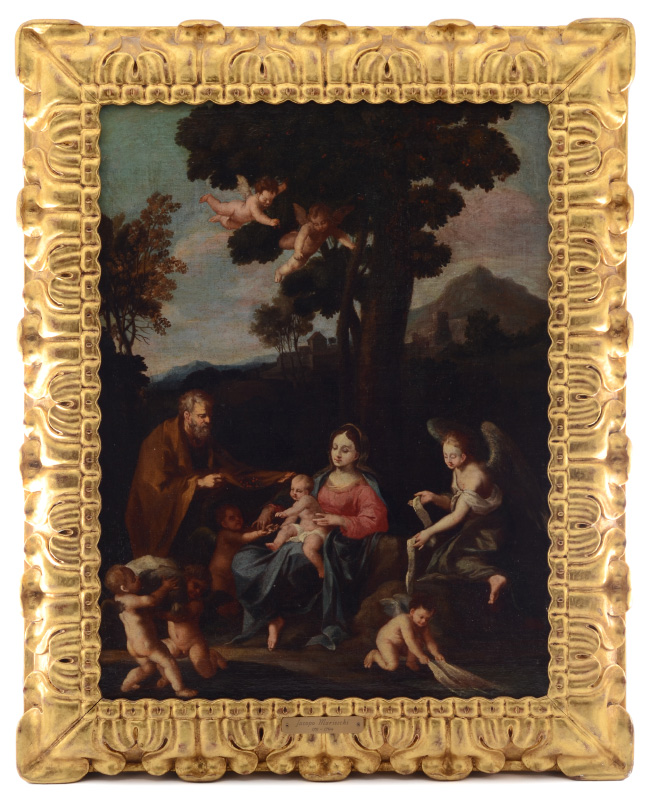 Appraisal: OLD MASTER PAINTING FOLLOWER OF MOLA Scene Depicts Infant Jesus