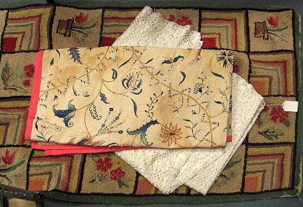 Appraisal: A group of American crewelwork panels early th th century