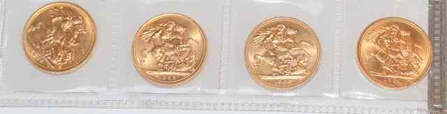 Appraisal: FOUR ELIZABETH II GOLD SOVEREIGNS X