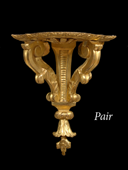 Appraisal: Attractive Pair of Carved Giltwood Bracket Shelves in the Louis