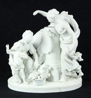 Appraisal: Samson bisque Porcelain alter group emblematic of love Samson bisque