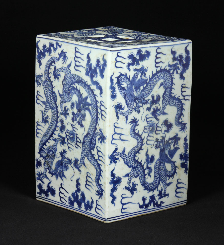 Appraisal: - Chinese Blue and White Porcelain Pillow Chinese blue and