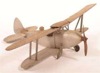 Appraisal: Vintage Silver Painted Wood Airplane Model Vintage Silver Painted Wood