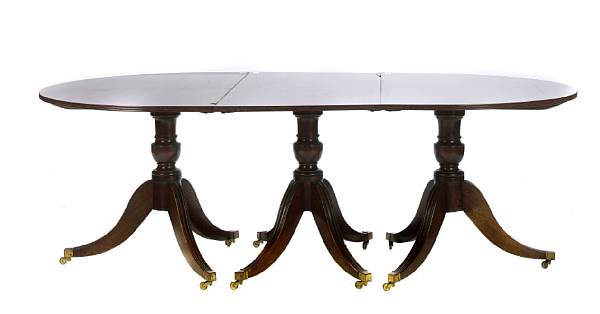 Appraisal: A George III style mahogany pedestal dining table repairs restorations