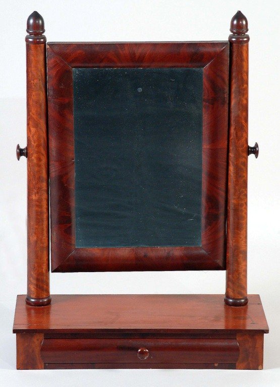 Appraisal: A mahogany veneer Empire circa bureau box and mirror The