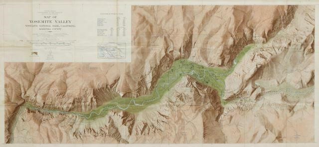 Appraisal: Framed map of Yosemite Valley edition of reprinted of U