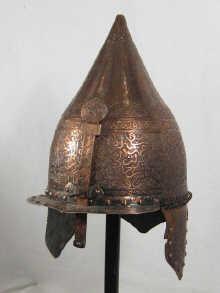 Appraisal: A Turkish military helmet or chichak with Islamic script overall