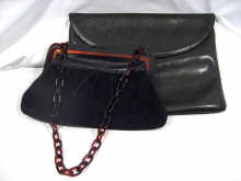 Appraisal: Two handbags comprising one suede and faux tortoiseshell circa and