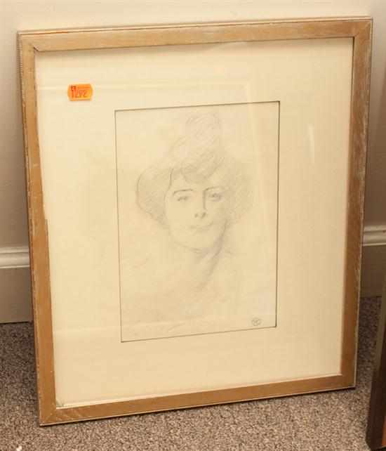 Appraisal: Pencil study of a woman's head framed Estimate - No