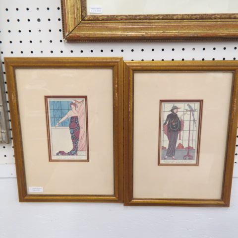 Appraisal: Pair of G Barbier Prints deco style ladies x