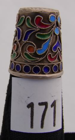 Appraisal: Greek enamel sterling thimble