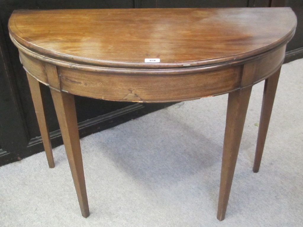 Appraisal: Edwardian mahogany inlaid turnover tea table