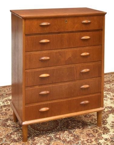 Appraisal: Danish mid-century modern teakwood chest of drawers c s case