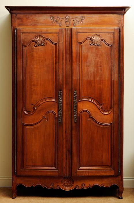 Appraisal: Louis XV-Style Fruitwood Armoire ft in x in x in