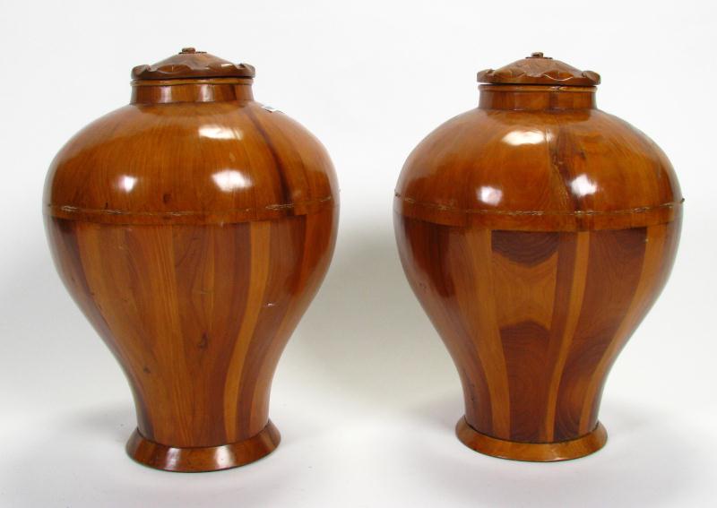 Appraisal: Pair of Vintage Chinese Reproduction Wine Casks '' high with