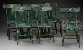 Appraisal: SET OF PENNSYLVANIA PAINT-DECORATED URN BACK CHAIRS Mid th century