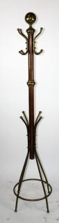 Appraisal: Vintage American coat rack in mahogany and brass h x