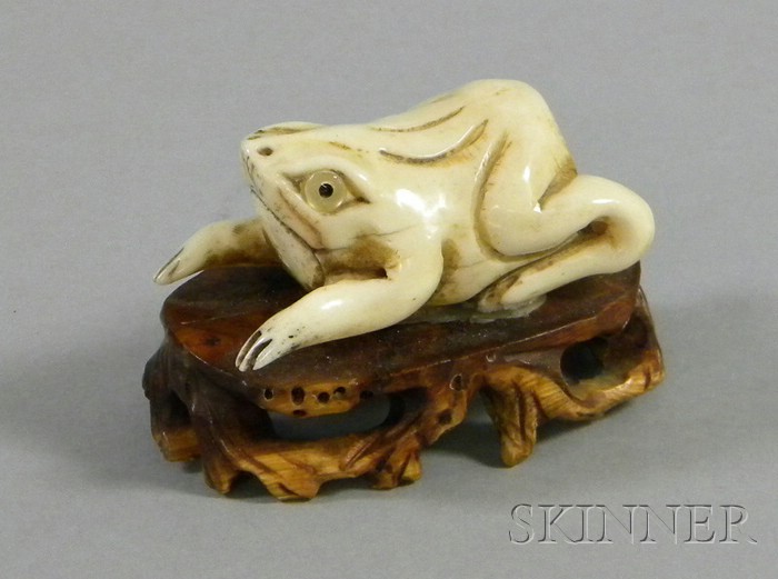 Appraisal: Ivory Frog on Stand inset eyes ht in