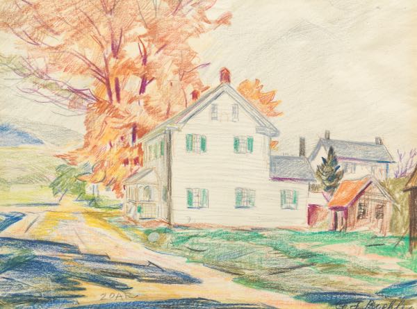 Appraisal: AUGUST BIEHLE AMERICAN - x Zoar House Colored pencil on