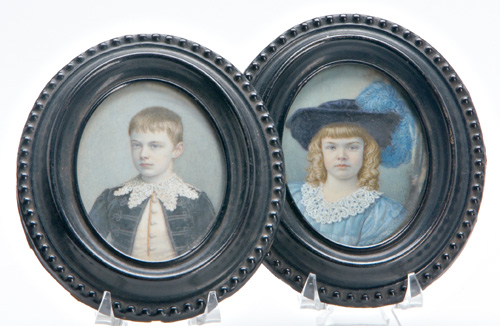 Appraisal: CONTINENTAL MINIATURE PORTRAITS Two well executed portraits of children in