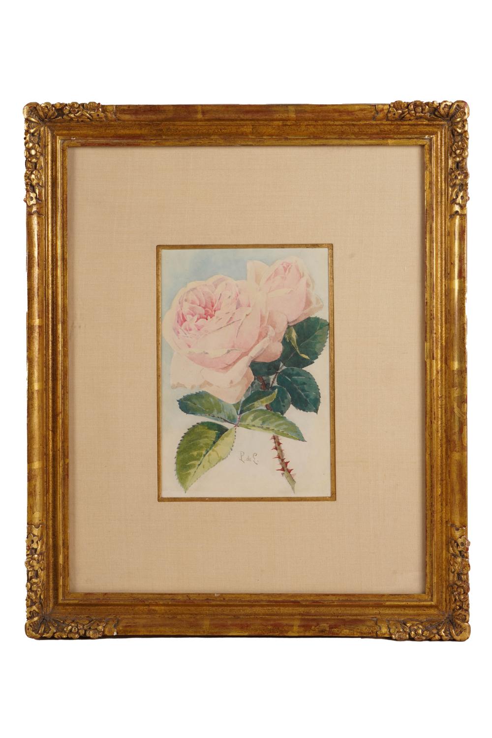 Appraisal: PAUL DE LONGPRE - PINK ROSES watercolor signed lower center