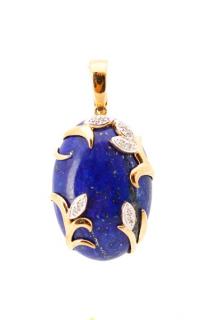 Appraisal: k Gold Lapis Lazuli Diamond Necklace Pendant A k yellow