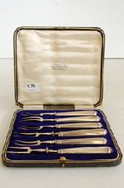 Appraisal: SIX BOXED STERLING SILVER HANDLED FORKS