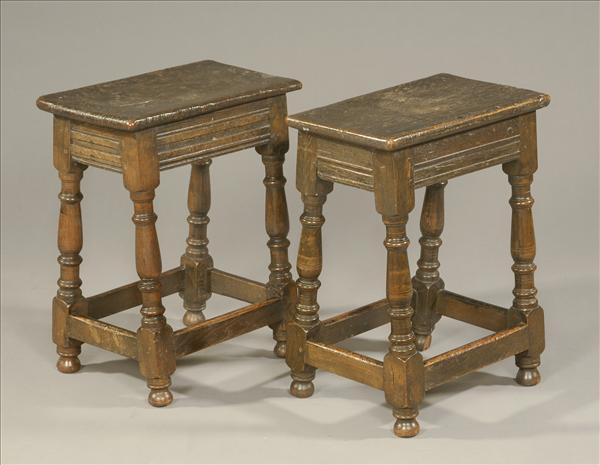 Appraisal: A pair of oak joined stools in Charles II style