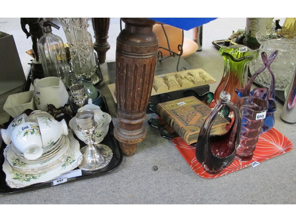 Appraisal: Lot comprising tray of assorted ceramics tray of art glass