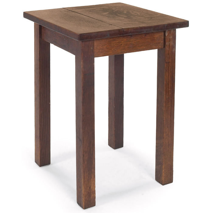 Appraisal: Gustav Stickley tabouret square top over an apron branded signature