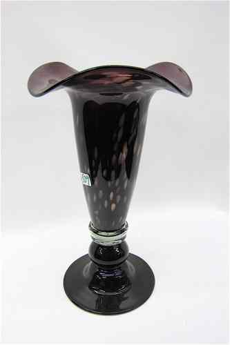 Appraisal: MURANO ART GLASS PEDESTAL VASE purple with spots of metallic