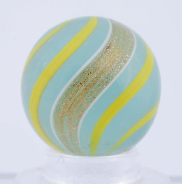 Appraisal: Opalescent White Banded Lutz Marble Hard to find white base