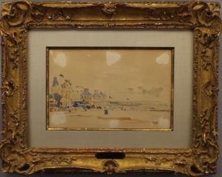 Appraisal: Eugene Boudin - La Plage de Trouville aquarelle Watercolor With