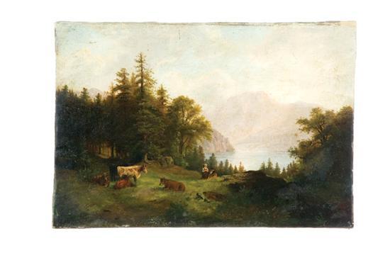 Appraisal: LANDSCAPE AMERICAN TH CENTURY Oil on canvas unsigned Mountainous landscape