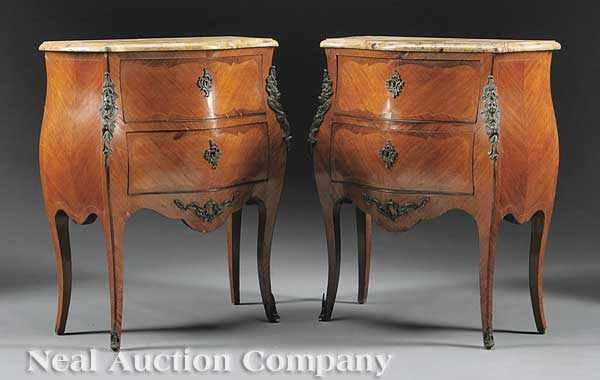 Appraisal: A Good Pair of Antique French Parquetry and Bronze-Mounted Petite